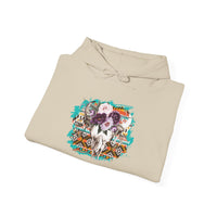 Aztec Floral Cow Skull on Turquoise Pattern Unisex Hoodie