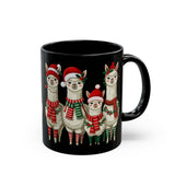 Inca Christmas Llama Family from the Andes Black Mug