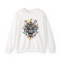 Funny Aztec Skull with Neon Circuits Unisex Sweatshirt