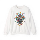 Funny Aztec Skull with Neon Circuits Unisex Sweatshirt