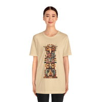 Stacked Tribal Totem Symbols Geometric Faces Unisex T-Shirt