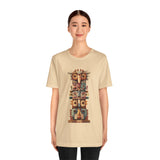 Stacked Tribal Totem Symbols Geometric Faces Unisex T-Shirt