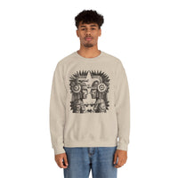 Mirrored Aztec Warriors in Glyph Style Unisex Sweatshirt