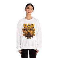 Ancient Andean Warrior Mask Golden Glyph Style Unisex Sweatshirt