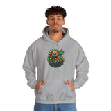 Colorful Quetzalcoatl Sun Serpent Glyph Style Unisex Hoodie