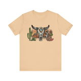 Sunset Desert Scene with Aztec Tribal Skull Unisex T-Shirt