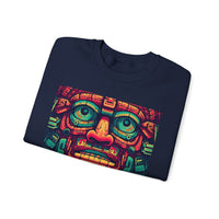 Neon Aztec Mask God Illustration Unisex Sweatshirt