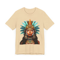 Aztec Royal Warrior Queen Portrait Illustration Unisex T-Shirt