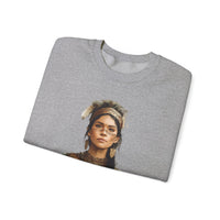Inca Warrior Woman Watercolor Portrait and Tribal Jewelry Unisex Sweatshirt