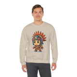 Chibi Aztec Warrior Cartoon Style Unisex Sweatshirt