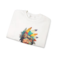 Aztec Chibi Girl with Jaguar Cub Warrior Culture Unisex Sweatshirt