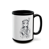Inca Warrior Girl Bold Andean Spirit Design Black Mug