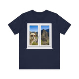 Funny Llama at the Window with Machu Picchu View Unisex T-Shirt