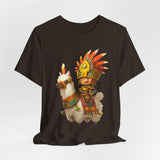 Cute Chibi Inca Warrior and Llama Cartoon Unisex T-Shirt