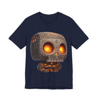 Glow-Eyed Tribal Stone Skull Unisex T-Shirt