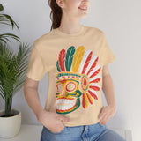 Aztec Feathered Skull Fiesta Illustration Unisex T-Shirt