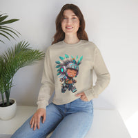 Cyber Aztec Chibi Warrior Neon Style Unisex Sweatshirt