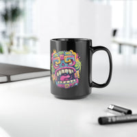 Graffiti Mayan Skull Cartoon Style Black Mug