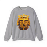 Golden Warrior Mask Andean Glyph Style Unisex Sweatshirt