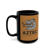 Modern Quetzalcóatl Serpent Head Logo Design Black Mug