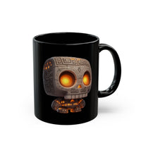 Glow-Eyed Tribal Stone Skull Black Mug