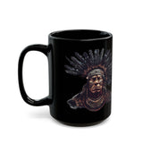 Tribal Feather Headdress Warrior Black Mug