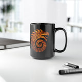 Spiral Quetzalcoatl Feathered Serpent Glyph Style Black Mug