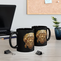 Aztec Golden Solar Deity Mask Black Mug