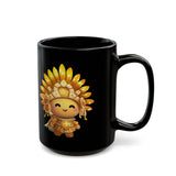 Chibi Inti Inca Sun God Cartoon Style Black Mug