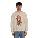 Chibi Maya Warrior and Sacred Monkey Unisex Sweatshirt