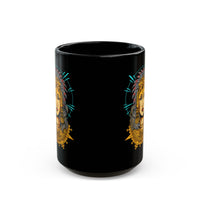 Golden Aztec Warrior Queen Illustration Black Mug