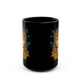 Golden Aztec Warrior Queen Illustration Black Mug