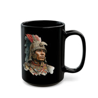 Inca Warrior Watercolor Art and Tribal Pattern Black Mug