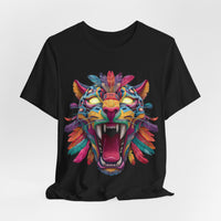Rainbow Jaguar Mask Comic Style Unisex T-Shirt