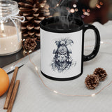 Fierce Inca Warrior Ink Illustration Black Mug