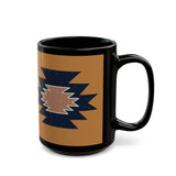 Minimal Southwest Tribal Rug Pattern Illustration Black Mug