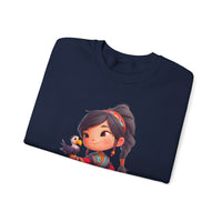 Chibi Inca Girl with Baby Condor Unisex Sweatshirt