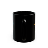 Cyber Aztec Skull Cartoon Style Black Mug