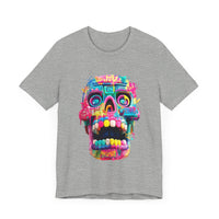 Neon Graffiti Mayan Skull Cartoon Style Unisex T-Shirt