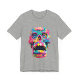 Neon Graffiti Mayan Skull Cartoon Style Unisex T-Shirt