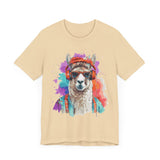 Hippie Llama in Sunglasses Watercolor Style Unisex T-Shirt