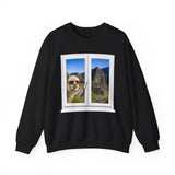 Funny Llama at the Window with Machu Picchu View Unisex Sweatshirt