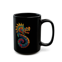 Aztec Serpent God Quetzalcoatl Modern Tribal Style Black Mug