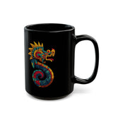 Aztec Serpent God Quetzalcoatl Modern Tribal Style Black Mug