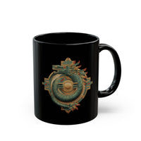 Quetzalcoatl Feathered Sun Glyph Black Mug