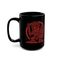 Pre-Hispanic Warrior Symbol Red Glyph Black Mug