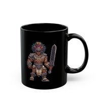 Obsidian Blade Fighter Pixel Art Black Mug