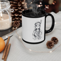 Inca Warrior Girl Bold Andean Spirit Design Black Mug