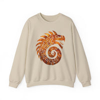Spiral Quetzalcoatl Feathered Serpent Glyph Style Unisex Sweatshirt