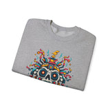Funny Aztec Skull with Neon Circuits Unisex Sweatshirt